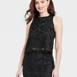 Elegant Black Matching Skirt and Tank Set